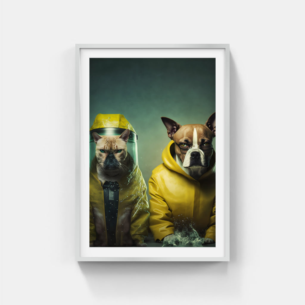 Canine Hazmat Duo: Dogs Suited for Safety Wall Art