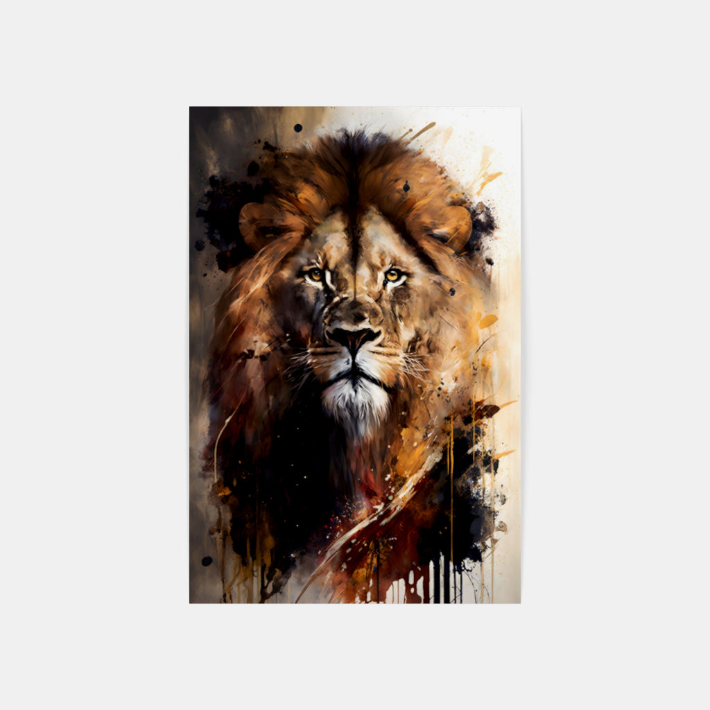 Radiant Majesty: Lion Portrait Against a White Canvas Wall Art