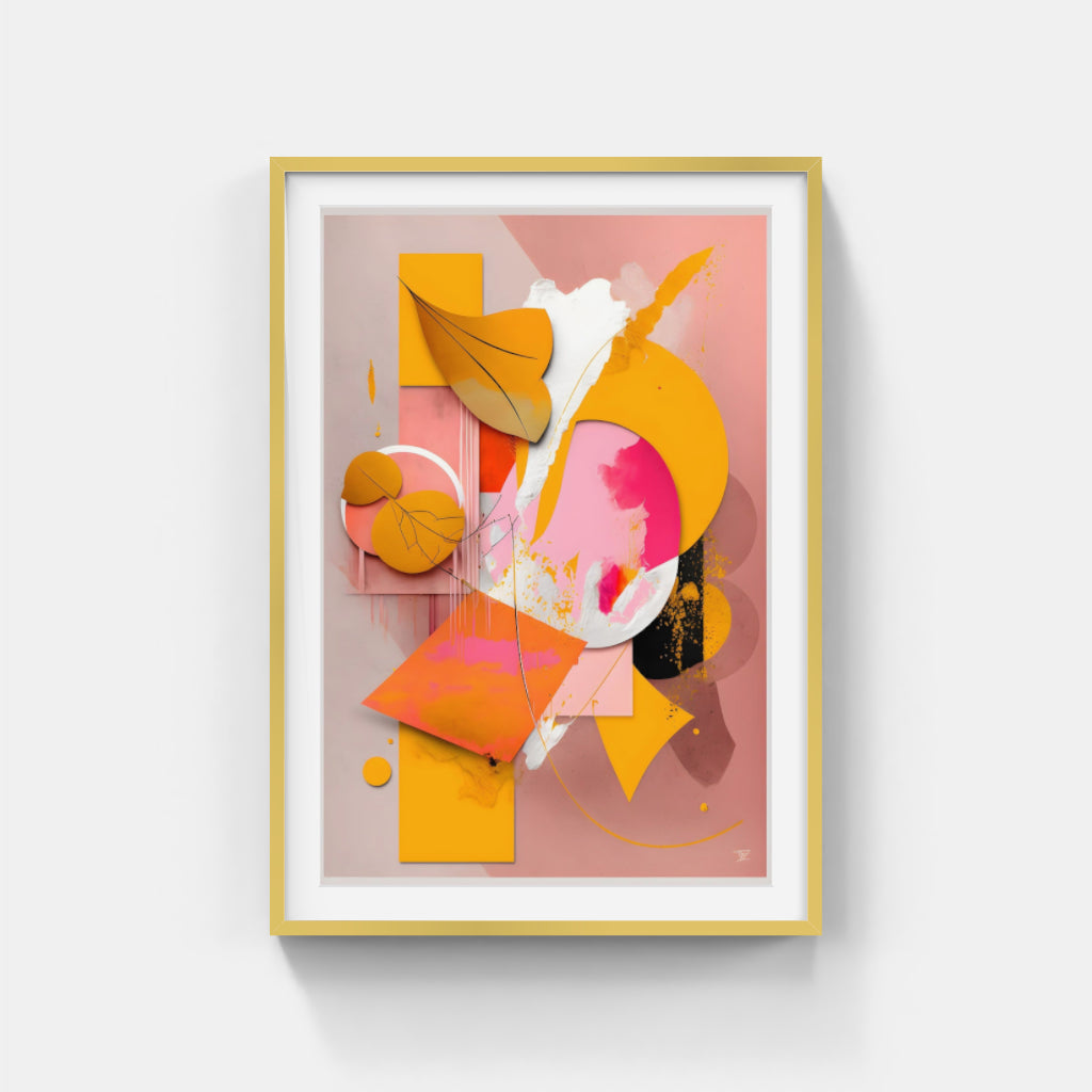 Pastel Perspectives: Abstract Geometries in Pink and Yellow Wall Art