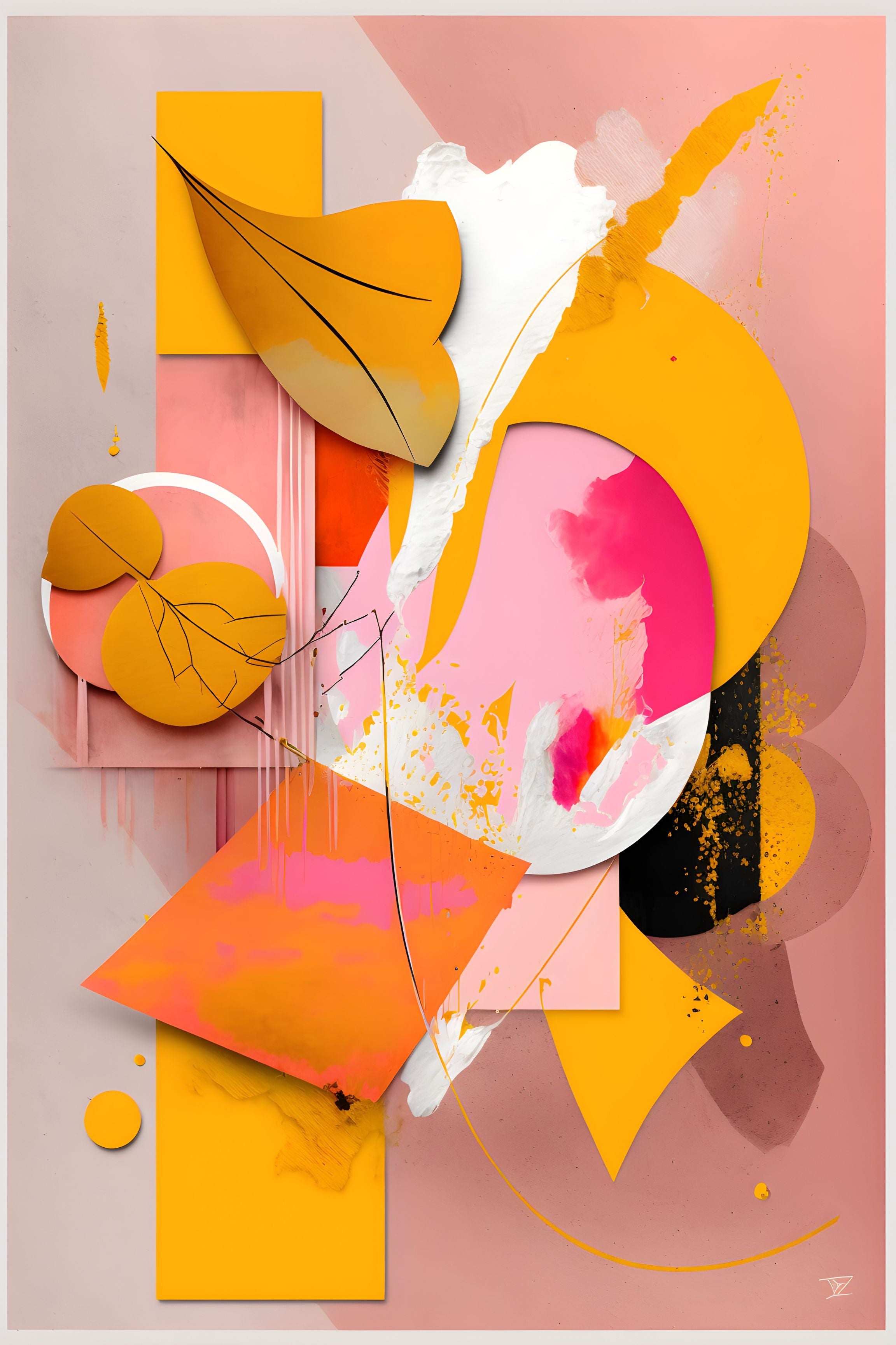 Pastel Perspectives: Abstract Geometries in Pink and Yellow Wall Art