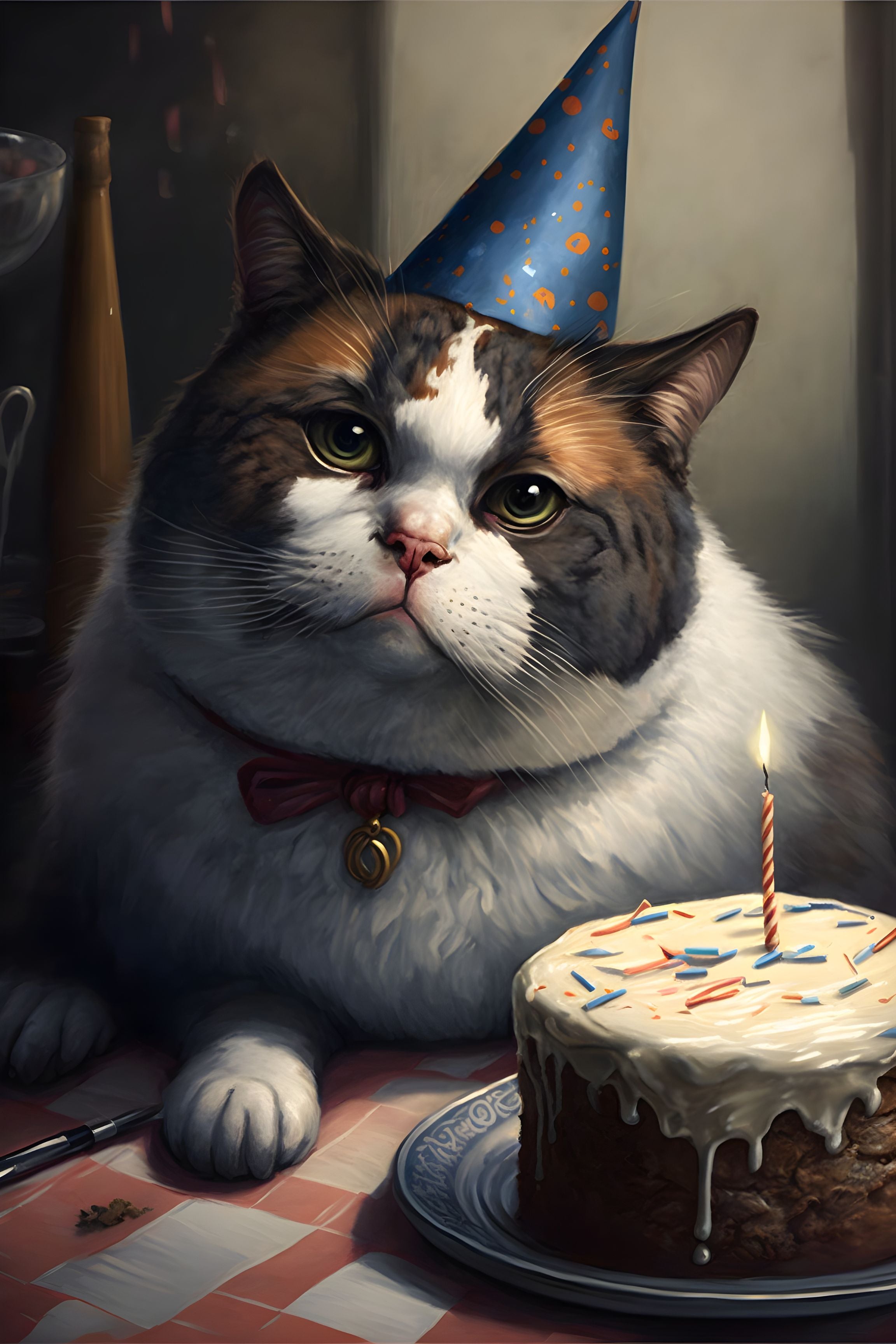 Chubby Cat Celebrates: A Birthday Portrait Wall Art