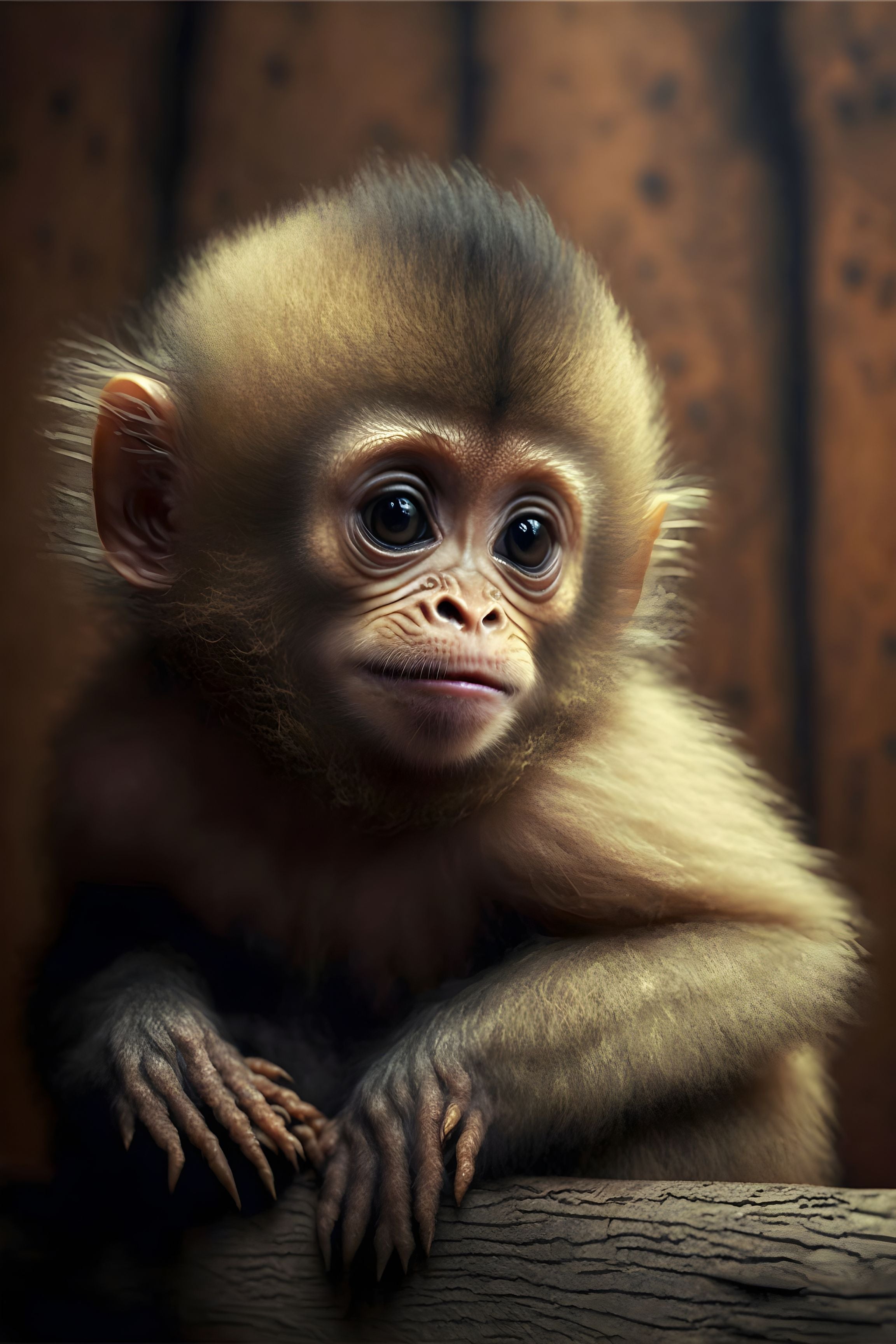 Chimpanzee Charm: Portrait of a Baby Wall Art