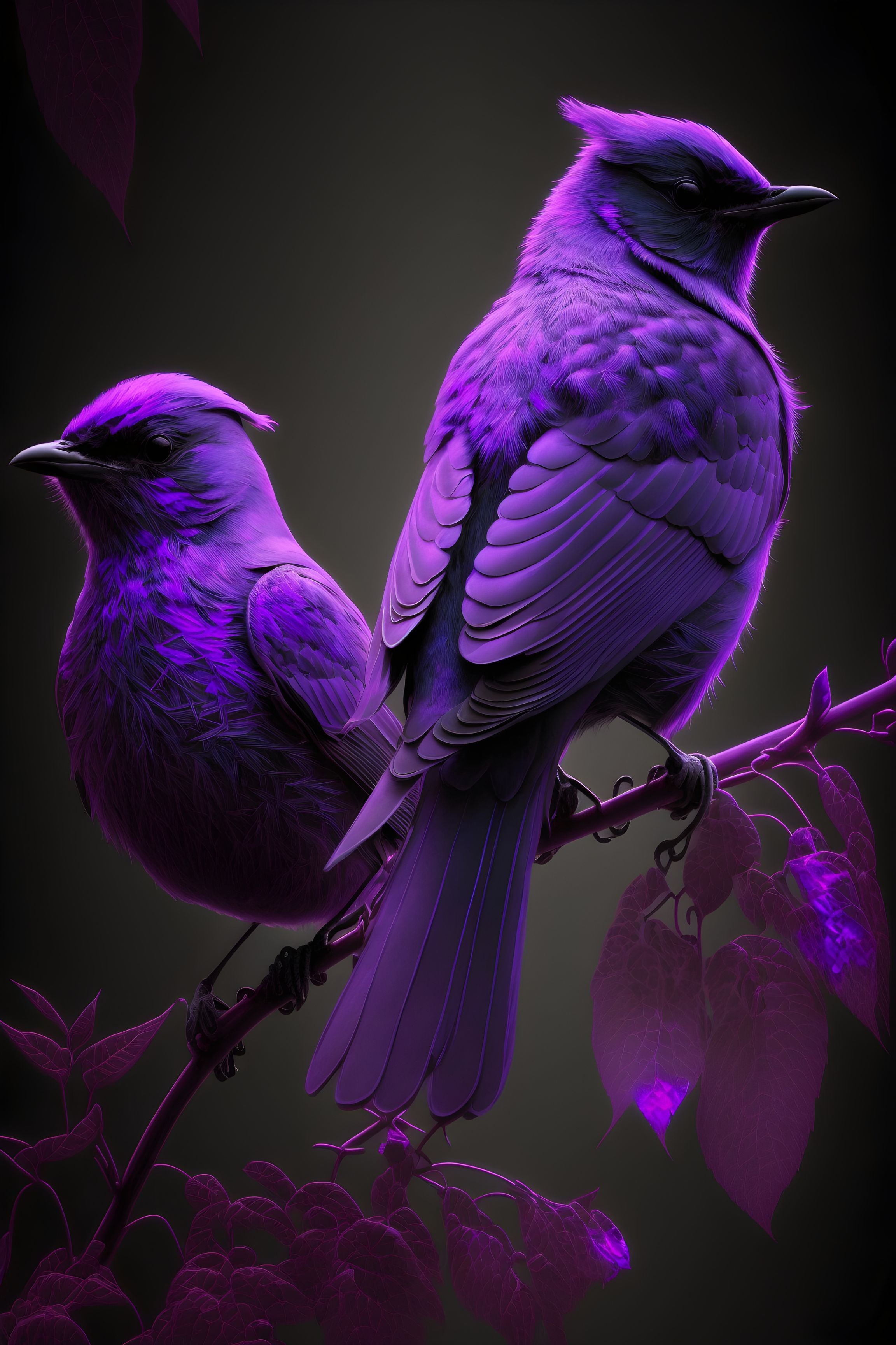 Violet Pair: Two Birds in Delicate Hues Wall Art