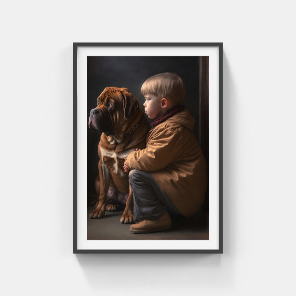 Vintage Bond: Dog and Kid in Timeless Friendship Wall Art