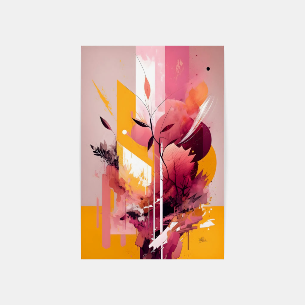 Sunset Harmony: Pink and Orange Abstract Wall Art