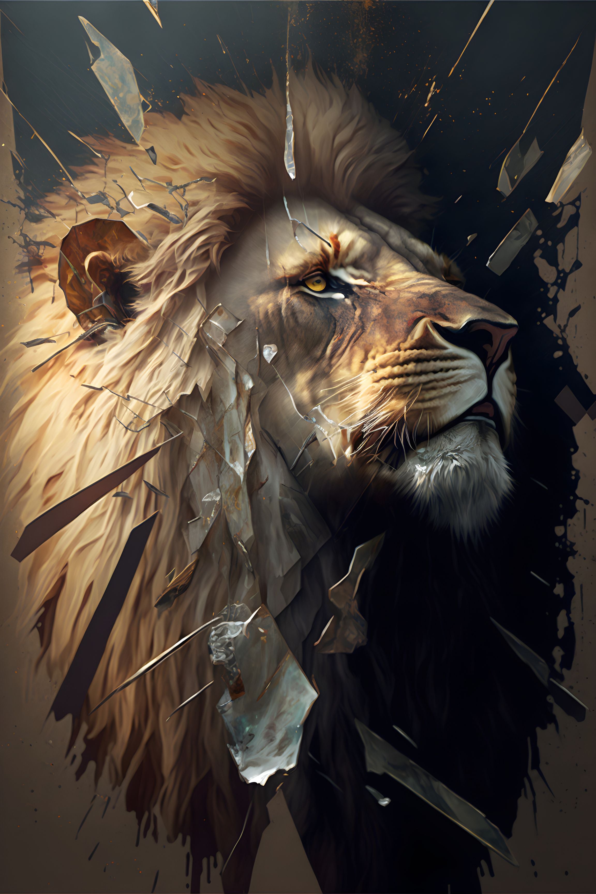 Regal Mane: Lion Face Painting Wall Art