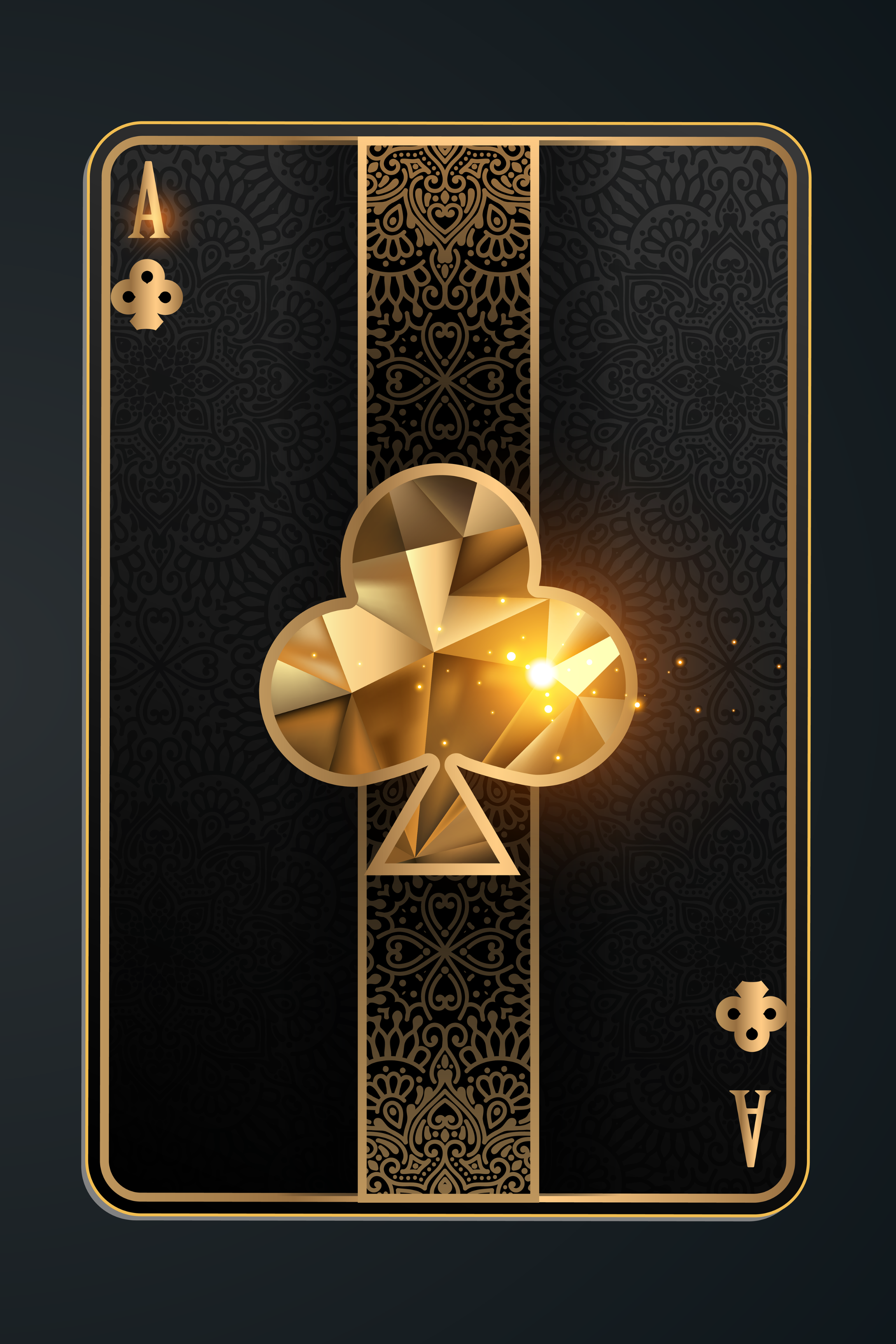 Ace of Clubs in Gold Wall Art Canvas Home Decor Prints Art Wall Pictures