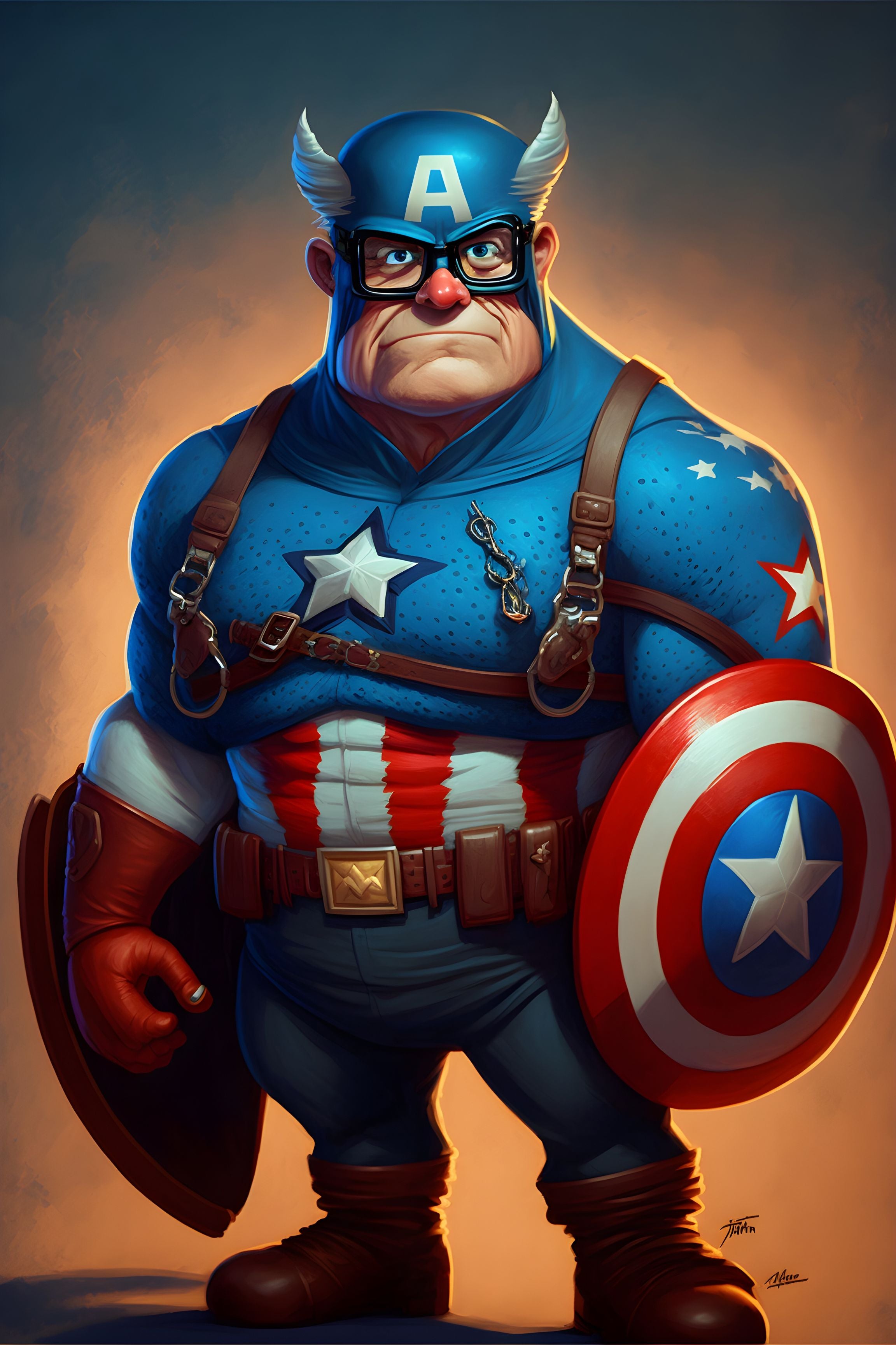 Animated Heroism: Captain America in Action Wall Art