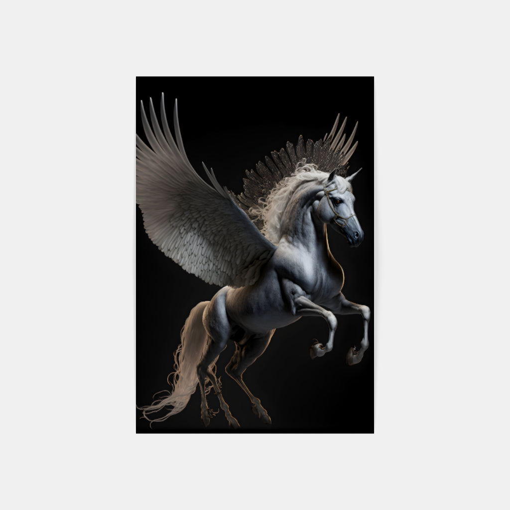 Celestial Steed: Winged Horse in Midnight Flight Wall Art