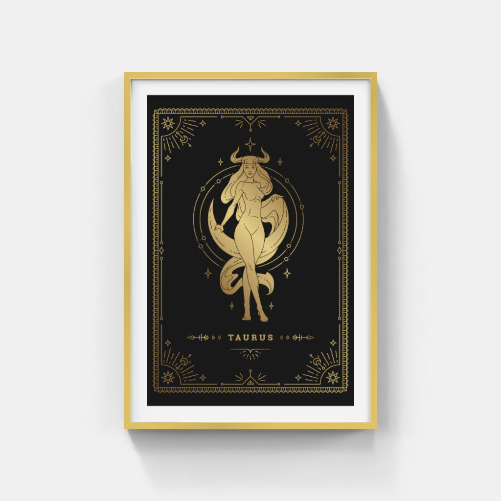 Golden Taurus: Strength and Serenity in Gold Wall Art