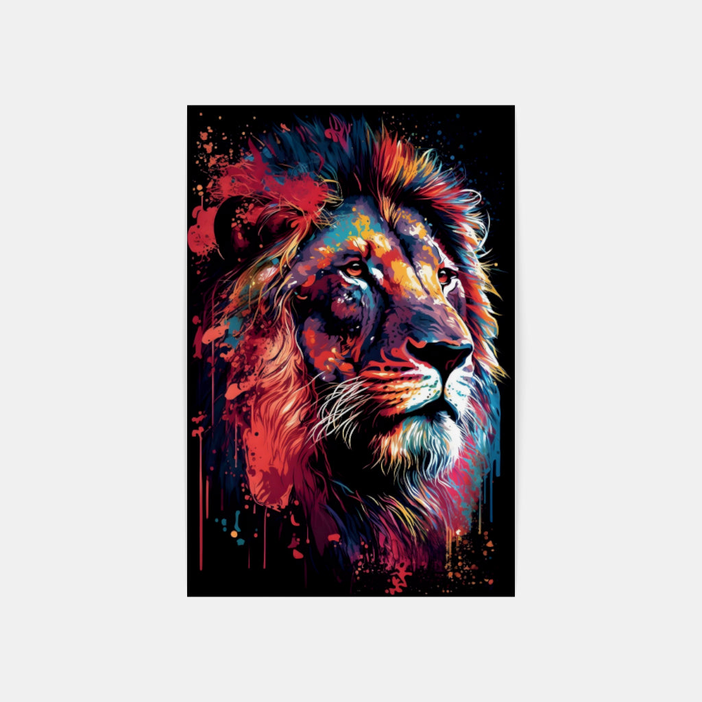 Abstract Majesty: Chromatic Lion Portrait Wall Art