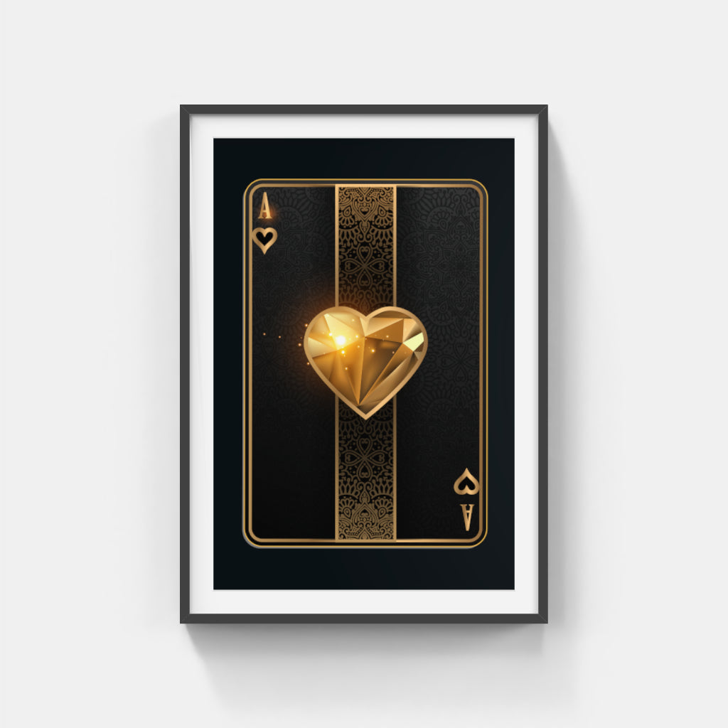 Ace of Heart in Gold Wall Art Canvas Home Decor Prints Art Wall Pictures