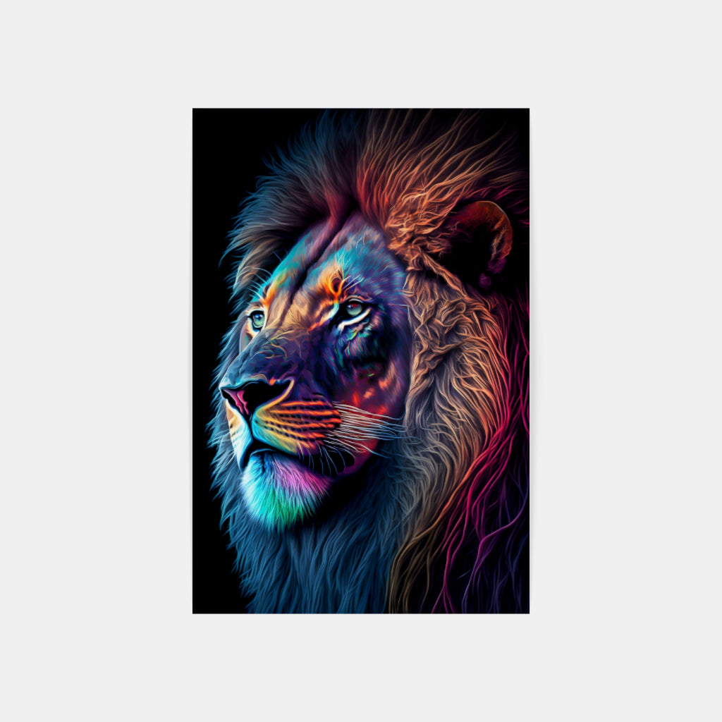 Vibrant Majesty: Colorful Lion Face Wall Art