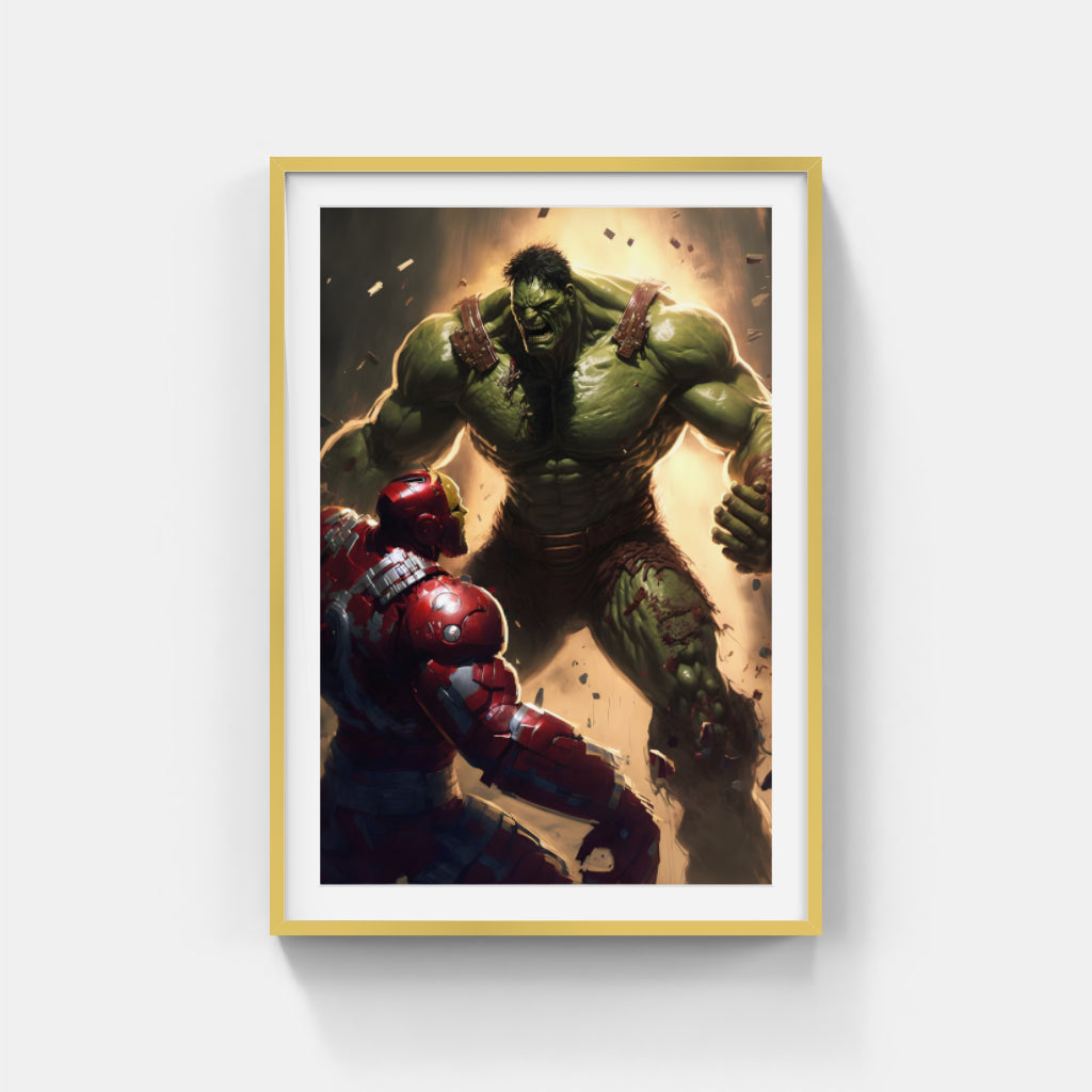 Dynamic Duo: Hulk and Iron Man in Action Wall Art