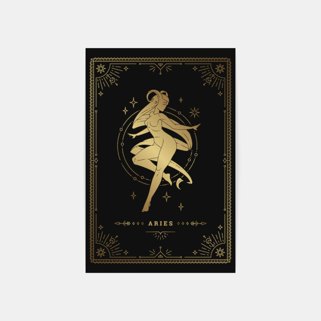 Golden Aries: Celestial Fire in Gold Wall Art