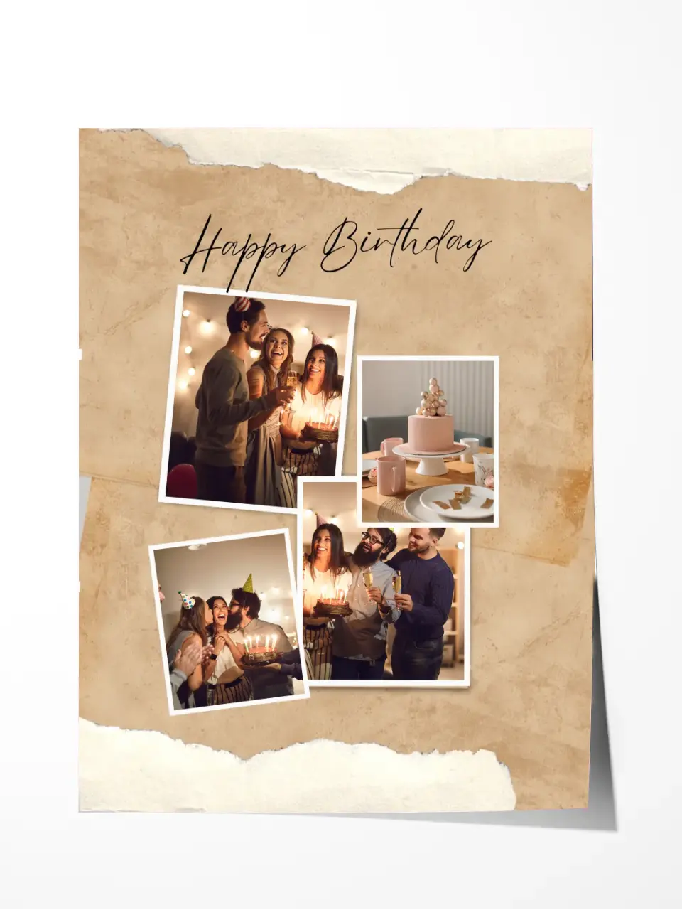 Custom Collage Print -4 Photos Collage - Happy Birthday