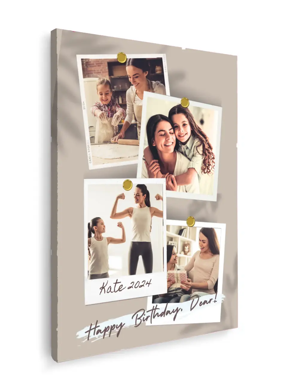 Custom Collage Print -4 Photos Collage - Happy Birthday Dear - Add Your Name