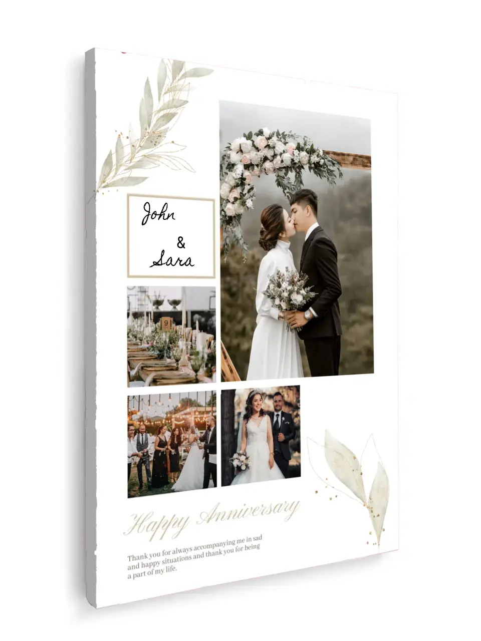 Custom Collage Print -4 Photos Collage - Happy Anniversary - Customizable Names