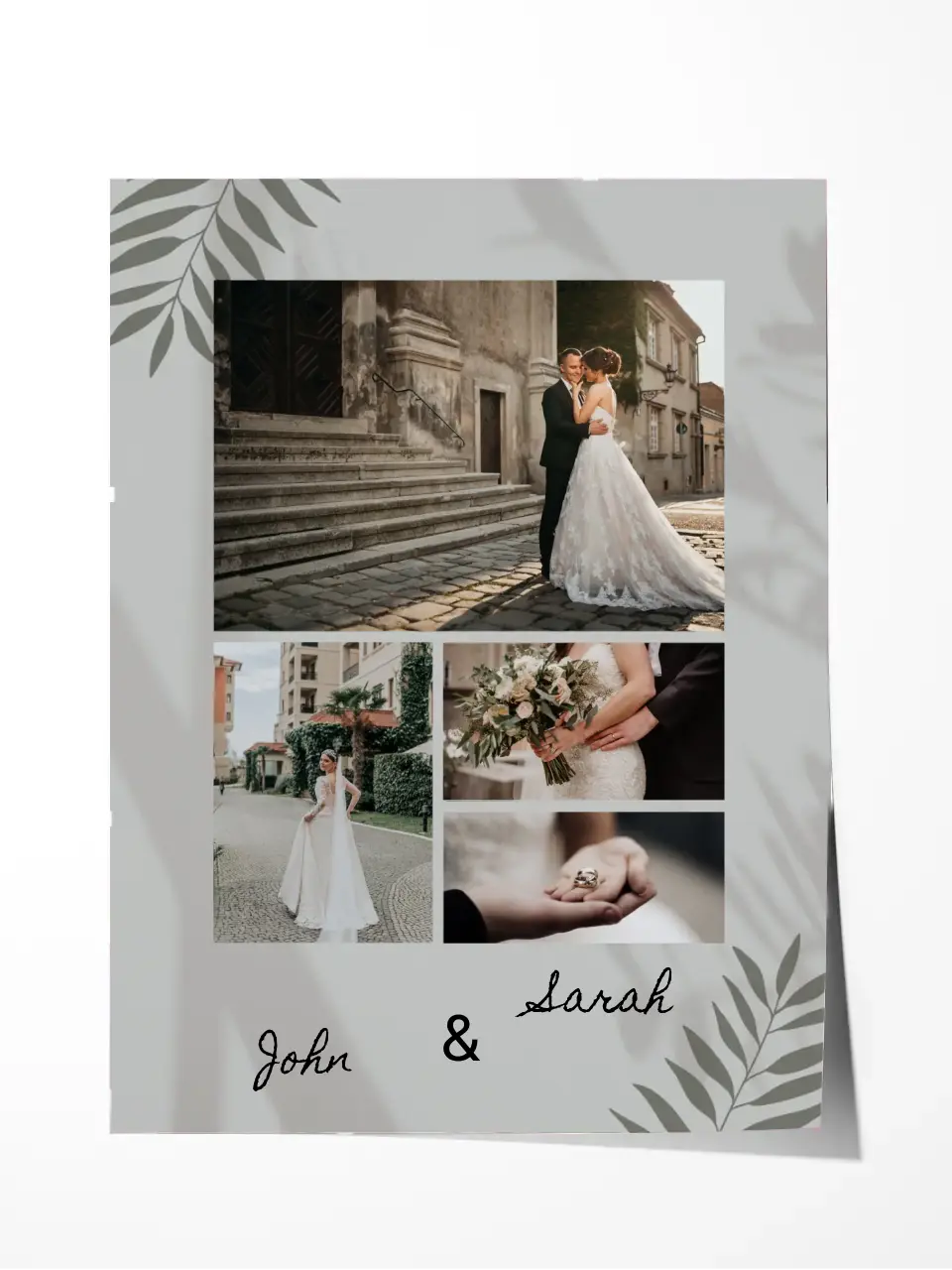 Custom Collage Print -4 Photos Collage - Wedding Photos - Customizable Names