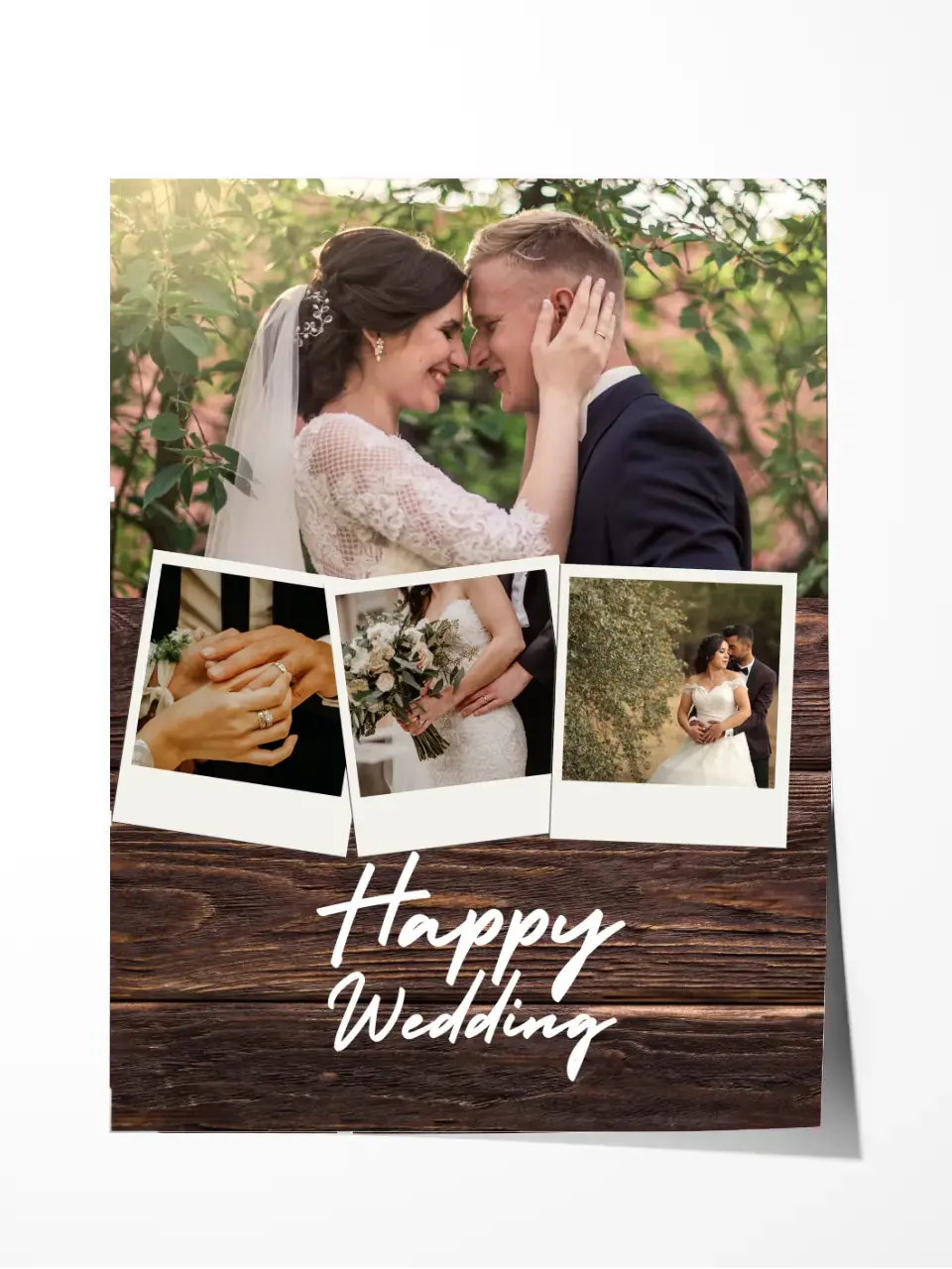 Custom Collage Print -4 Photos Collage - Happy Wedding