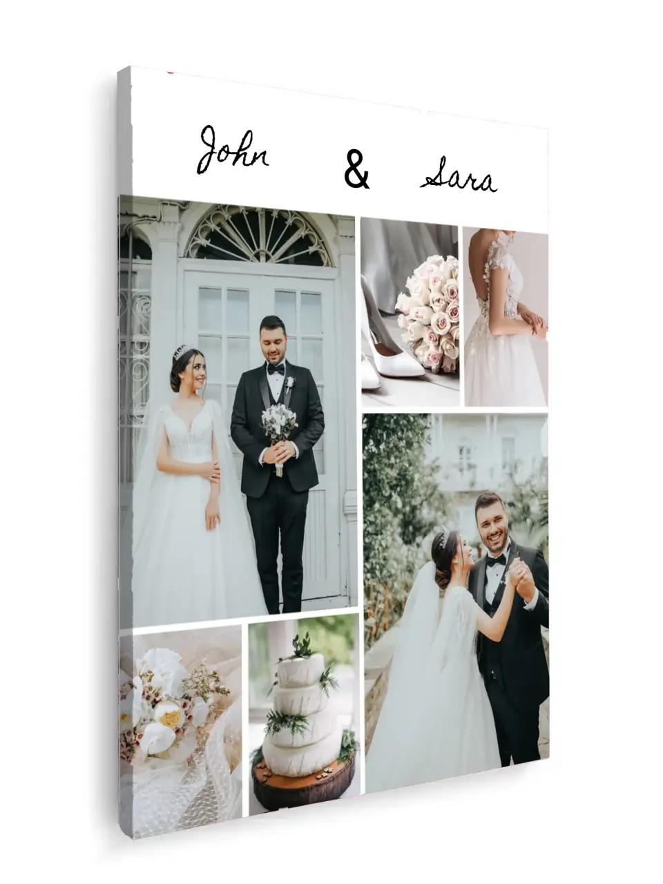 Custom Collage Print -6 Photos Collage - Wedding Photos - Customizable Names