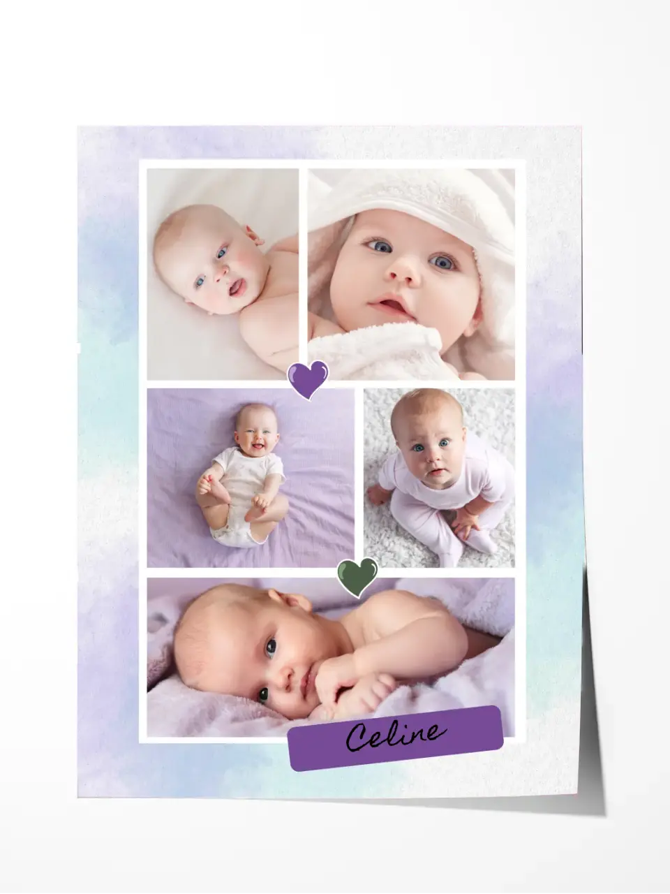 Custom Collage Print -5 Photos Collage - New Born Baby Collage