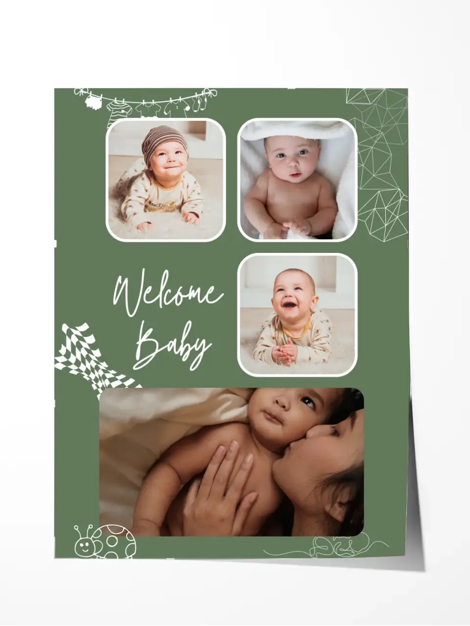 Custom Collage Print -4 Photos Collage - Welcome Baby