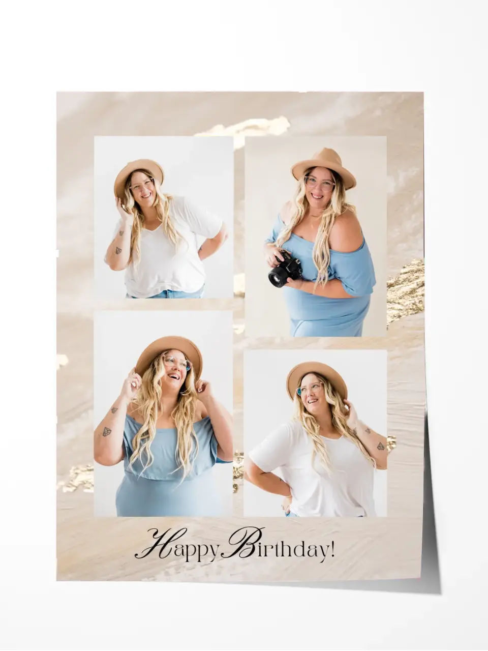 Custom Collage Print -4 Photos Collage - Happy Birthday