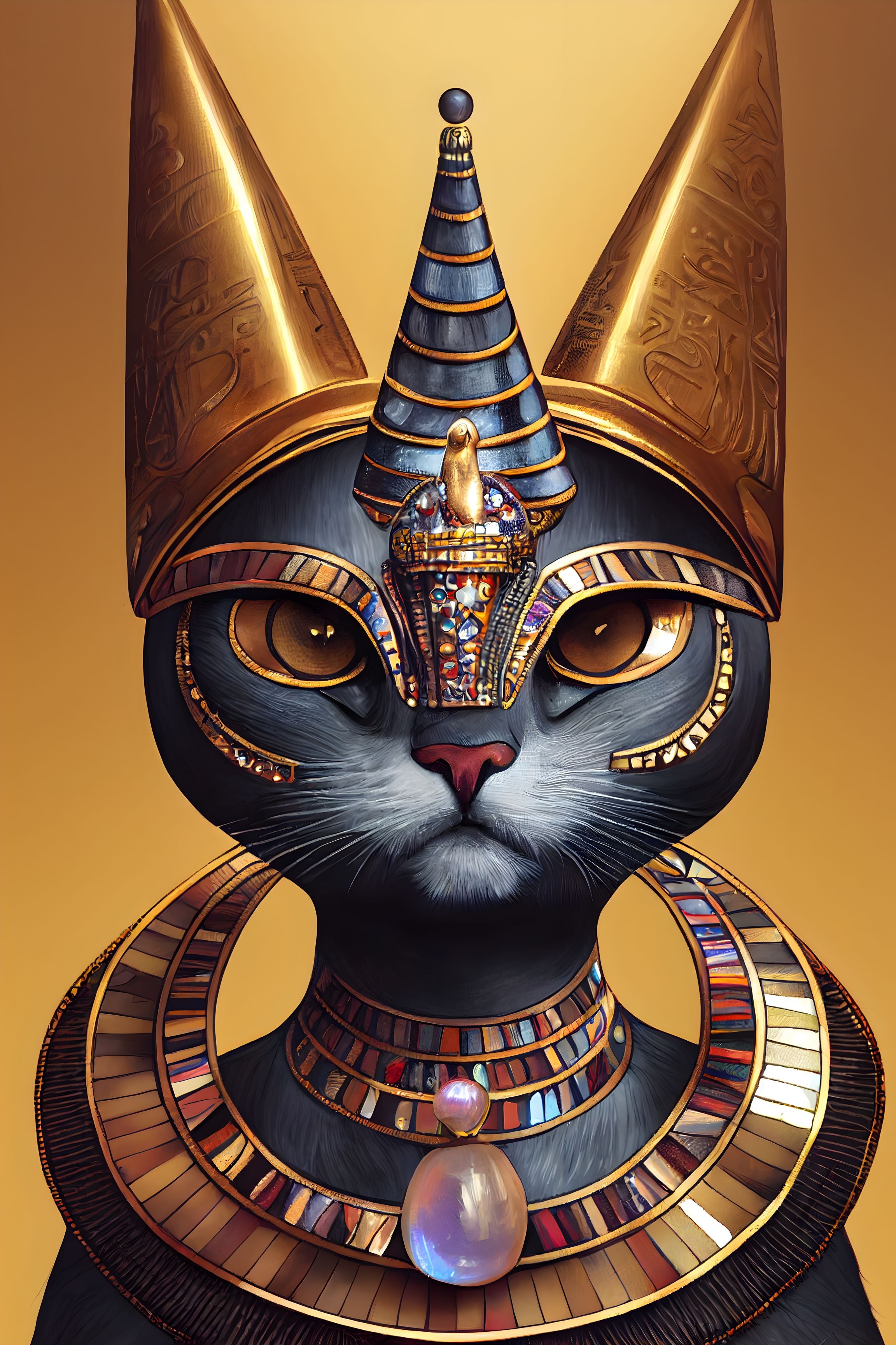 Pharaoh's Feline: Cat Portrait with a Royal Twist Wall Art