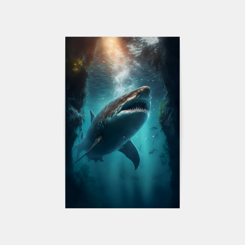 Crystal Depths: The Shark in Pristine Waters Wall Art