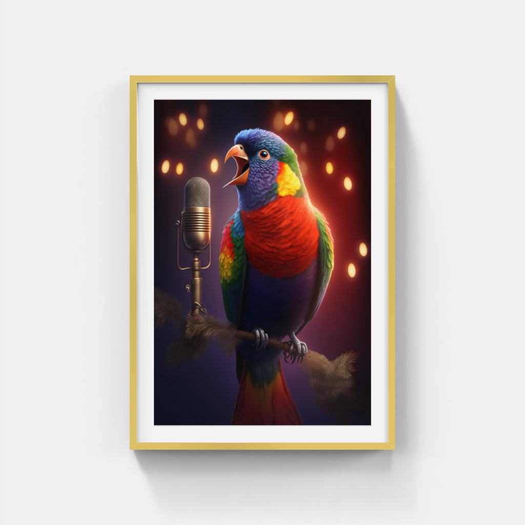 Melodic Colors: Parrot on the Mic Wall Art