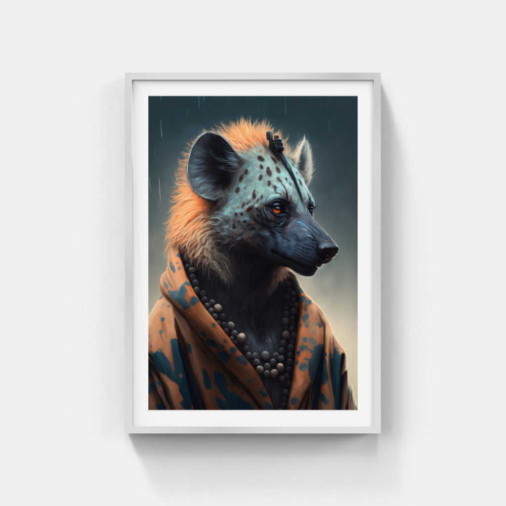 Dapper Hyena: Stylish in Clothing and Necklace Wall Art