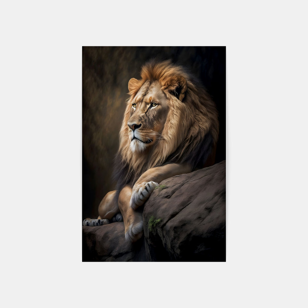 Shrine Guardian: Majestic Lion at Rest Wall Art