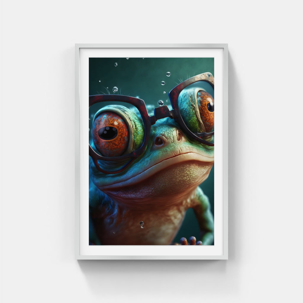 Stylish Frog: Wearing Eyeglasses Wall Art