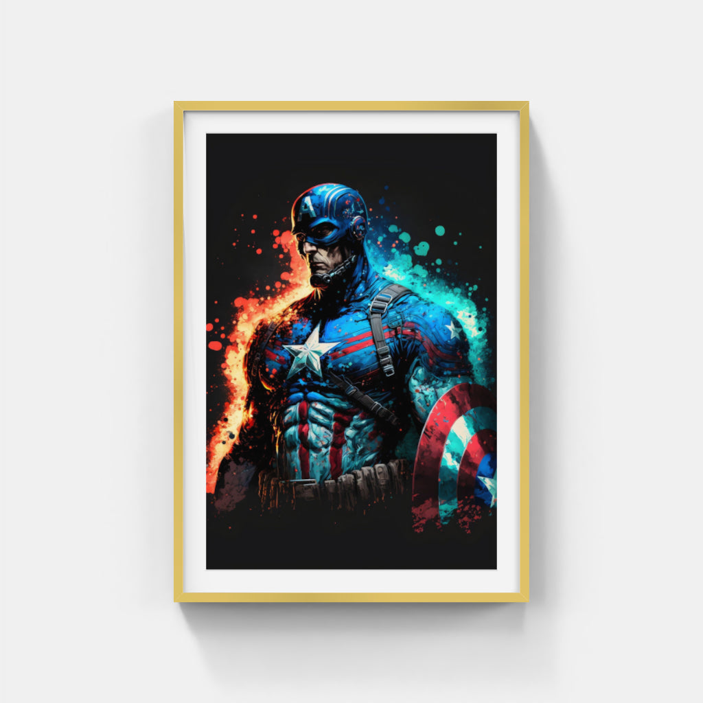 Captain America on Fire: Heroic Flames Wall Art