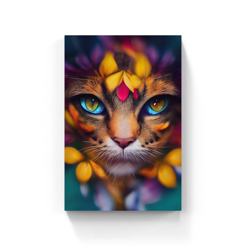 Floral Gaze: Cat Eyes Amidst Flowers Wall Art