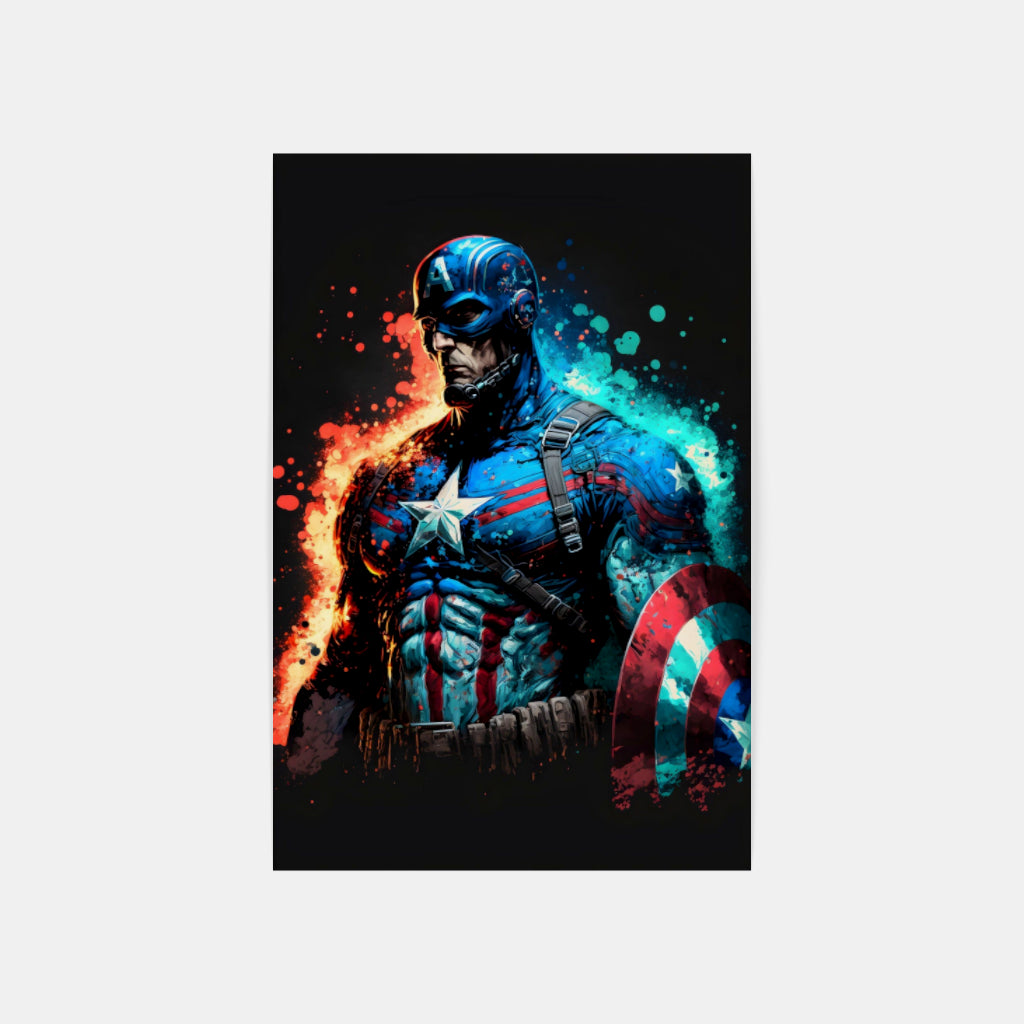 Captain America on Fire: Heroic Flames Wall Art