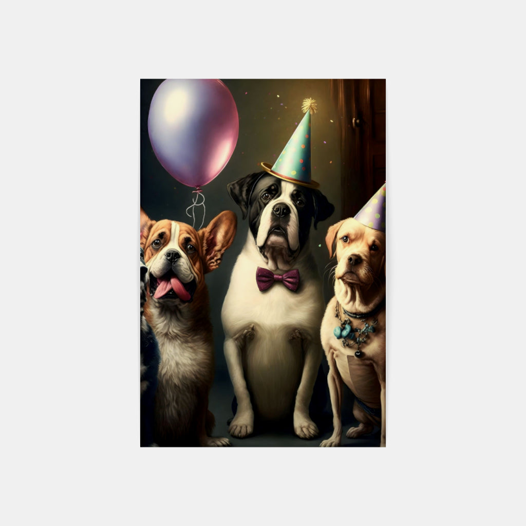 Three Pawsome Birthday: A Trio of Dogs Celebrating Wall Art