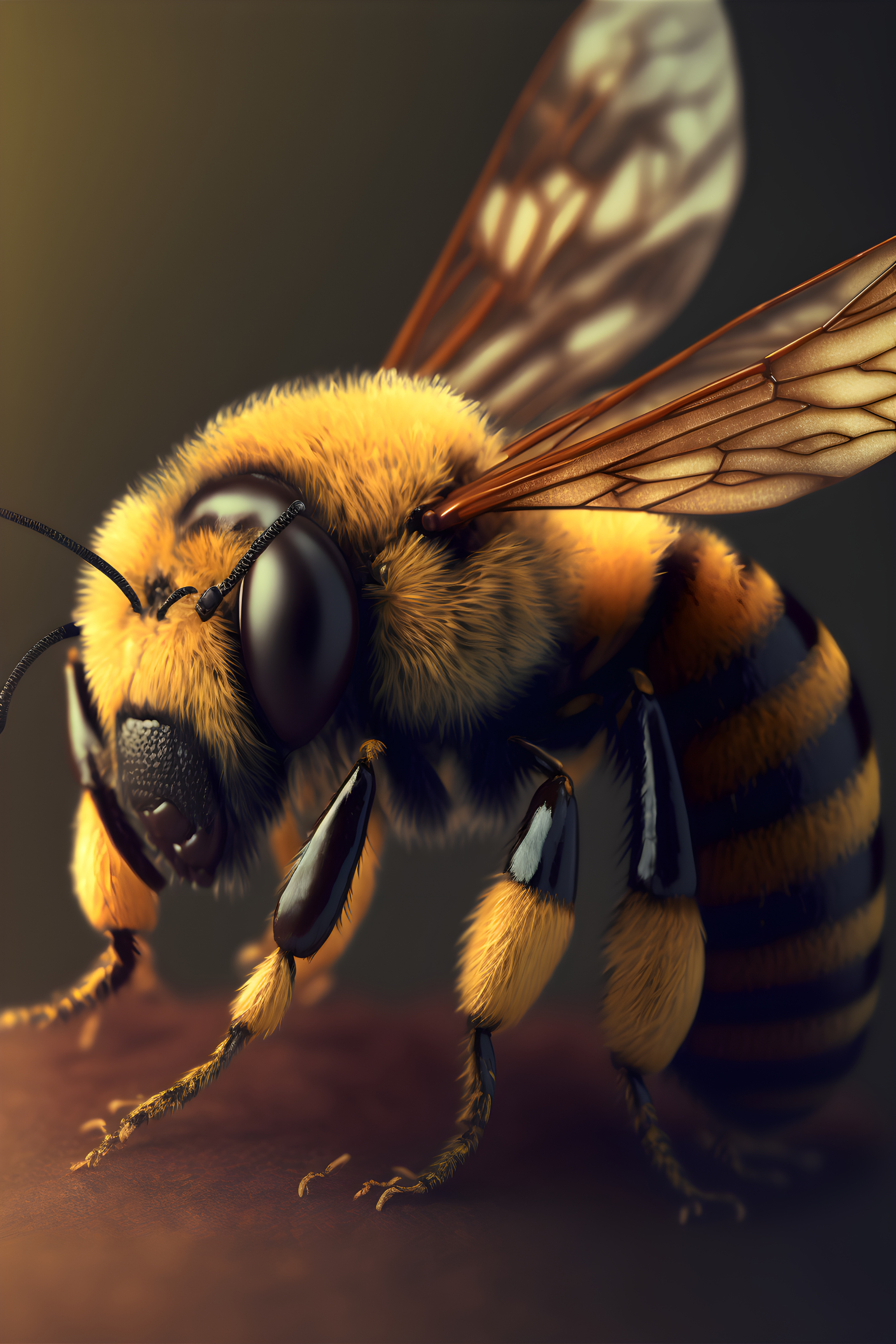 Buzzing Beauty: Artistic Depiction of a Bee Wall Art