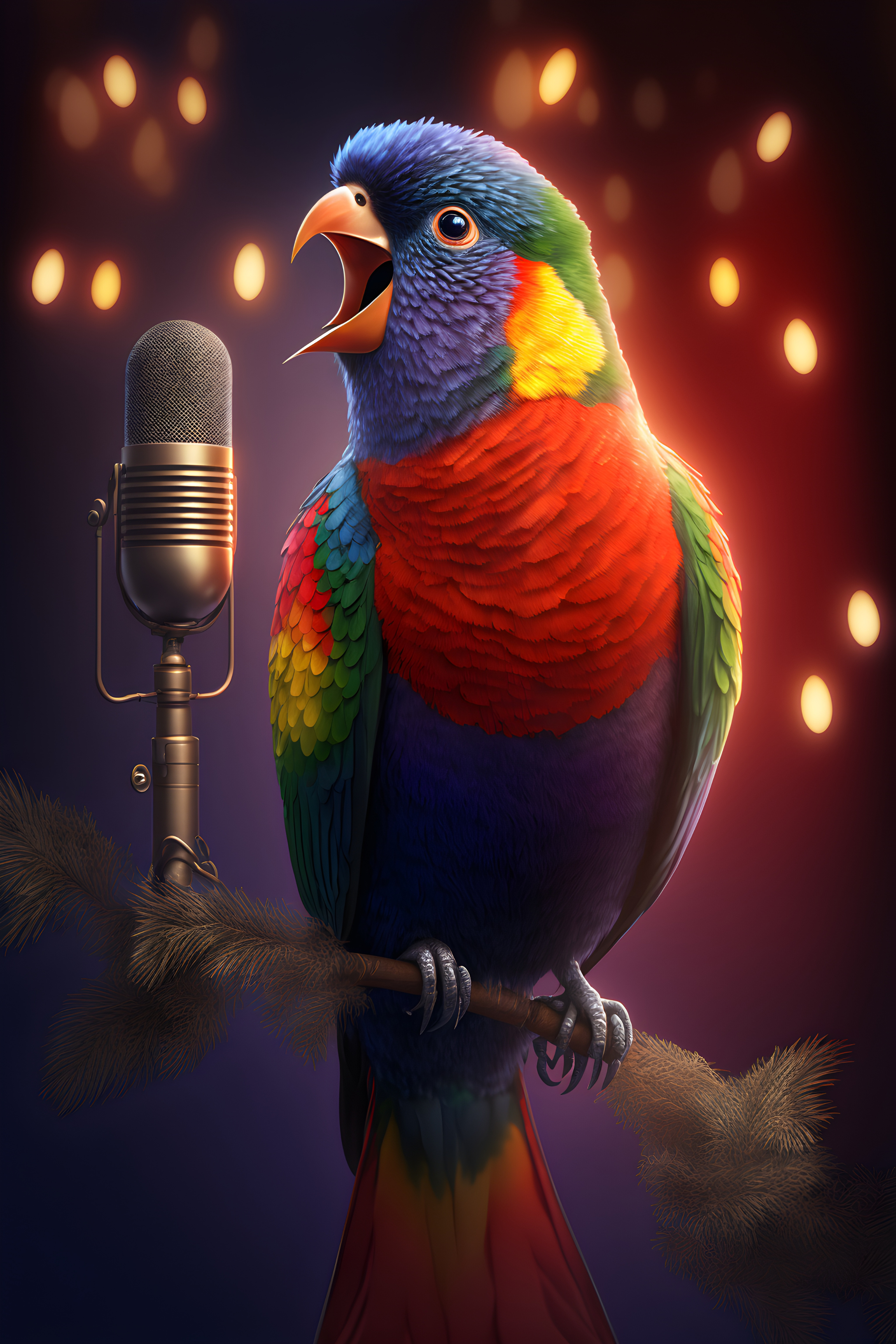 Melodic Colors: Parrot on the Mic Wall Art