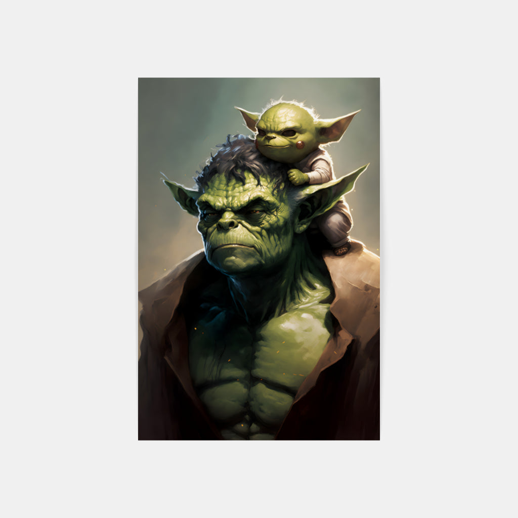 Muscle Master Yodas: Powerful and Buffed Wall Art