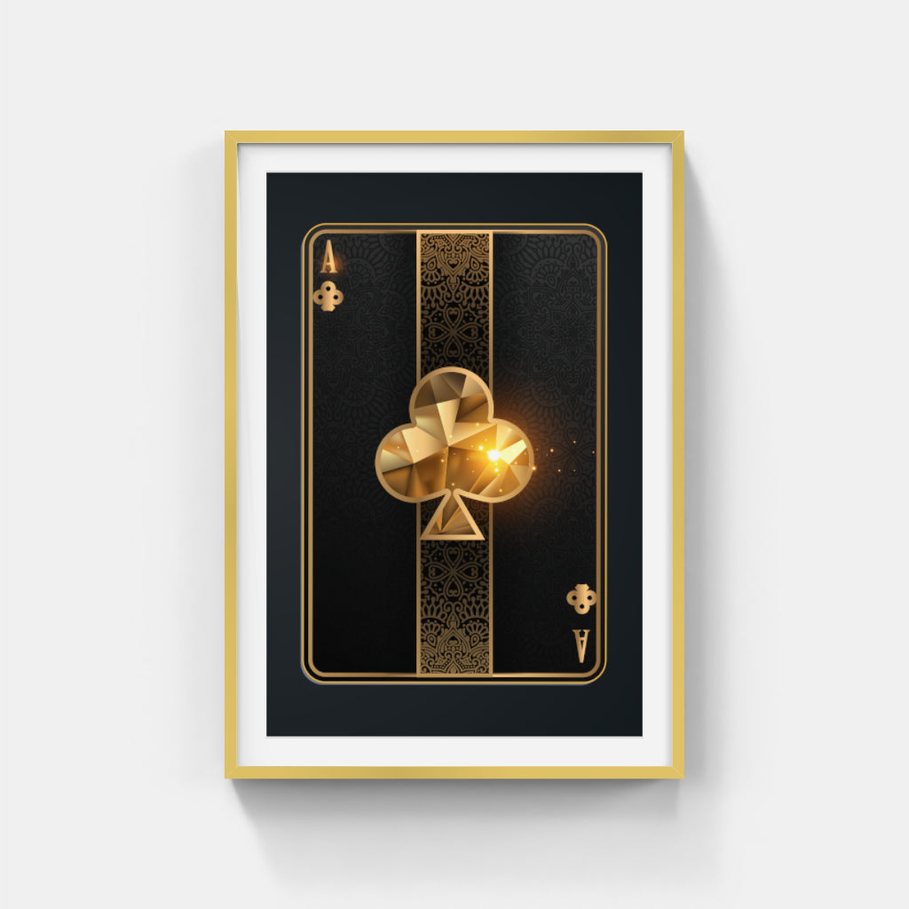 Ace of Clubs in Gold Wall Art Canvas Home Decor Prints Art Wall Pictures