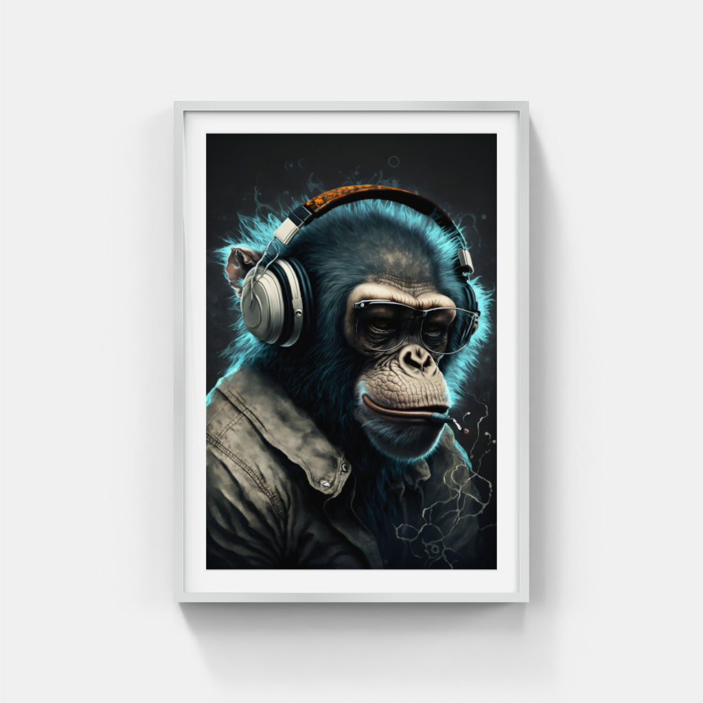 Primate Vibes: NFT Art of an Ape in Headphones and Dress Wall Art