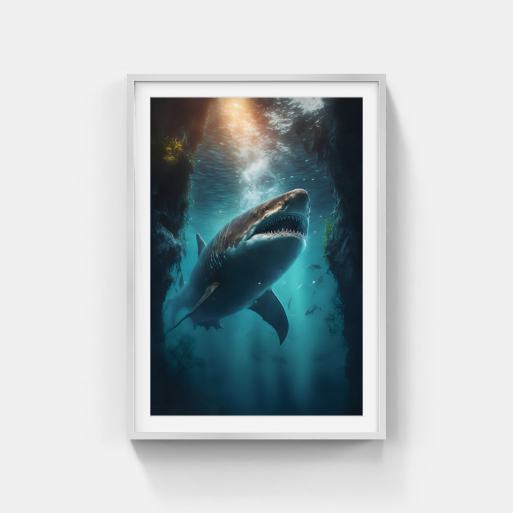 Crystal Depths: The Shark in Pristine Waters Wall Art