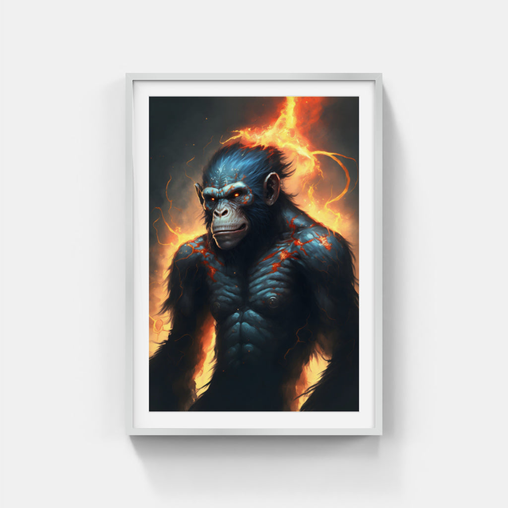 Chimpanzee Inferno: Ablaze with Primal Energy Wall Art