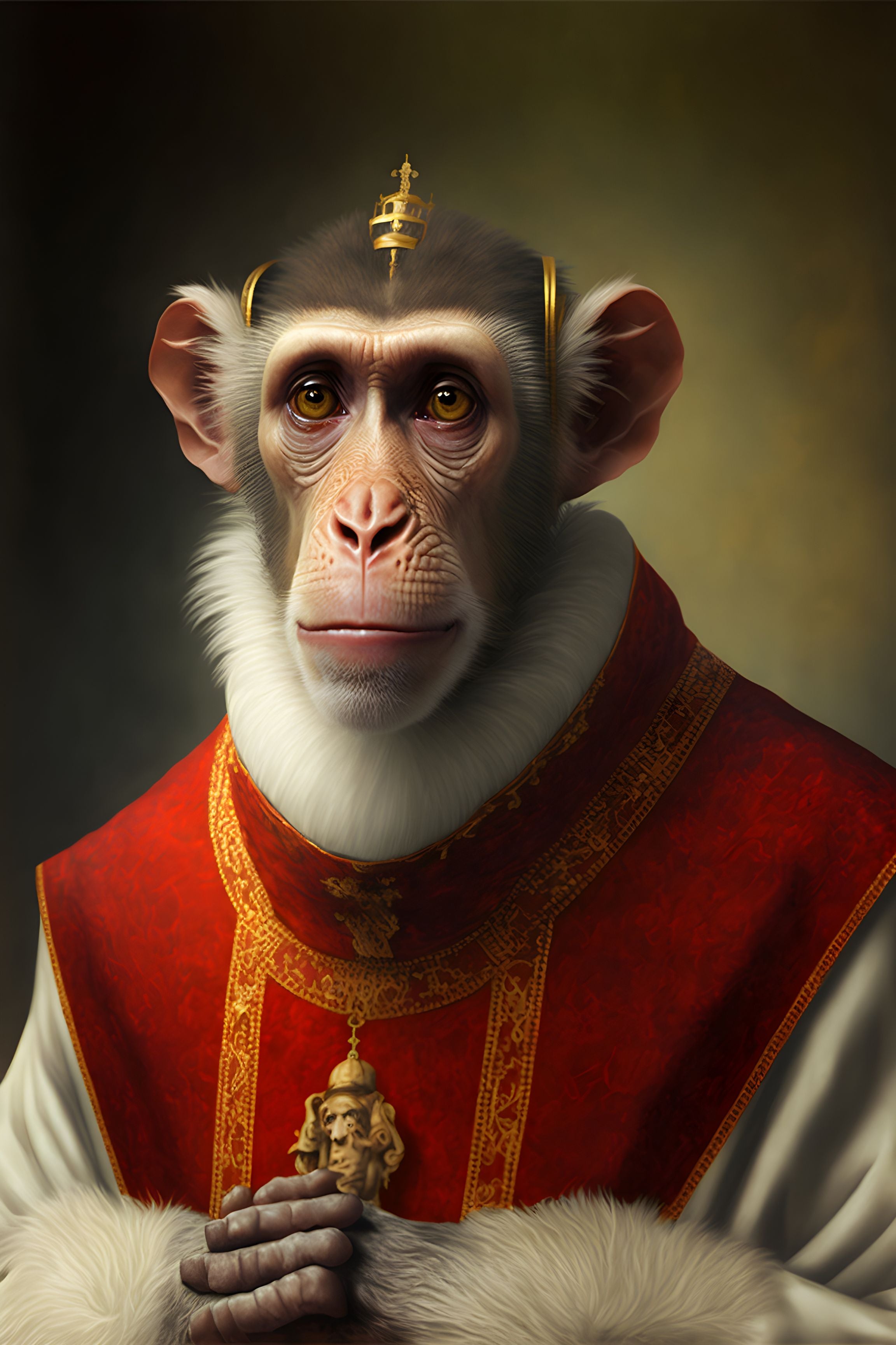 Primate Reverence: Chimpanzee Bishop Wall Art