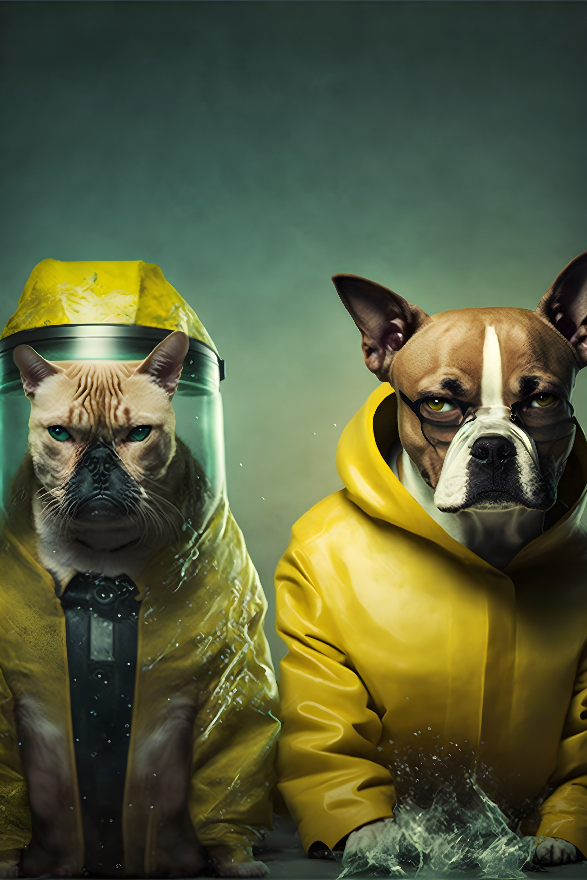 Canine Hazmat Duo: Dogs Suited for Safety Wall Art