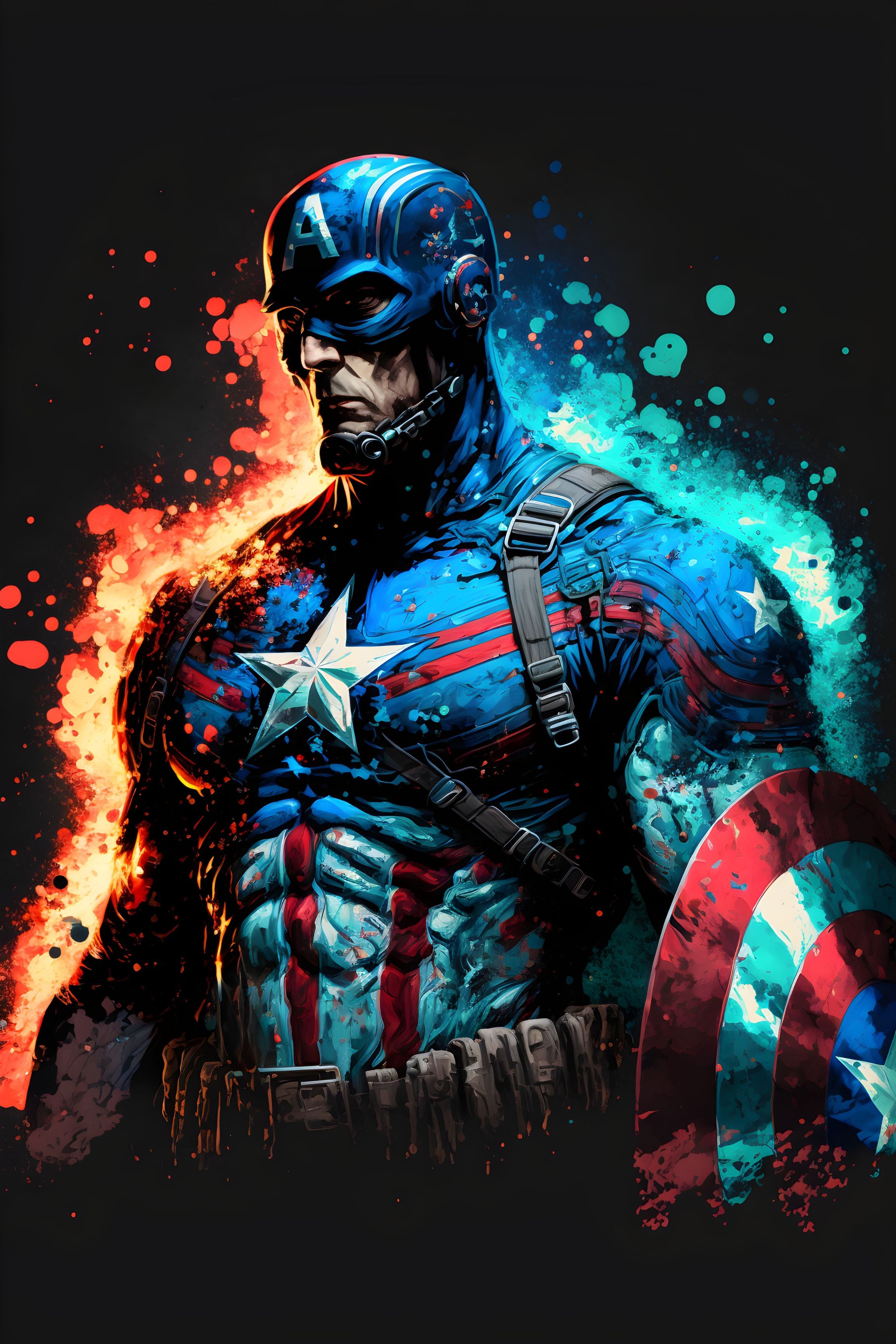 Captain America on Fire: Heroic Flames Wall Art