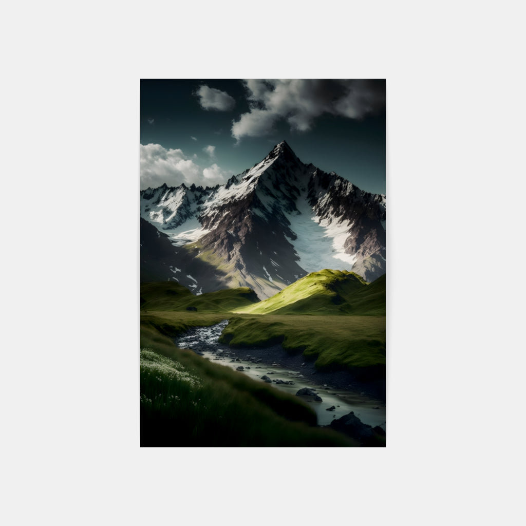 Majestic Flow: Mountain Serenity and River Grace Wall Art