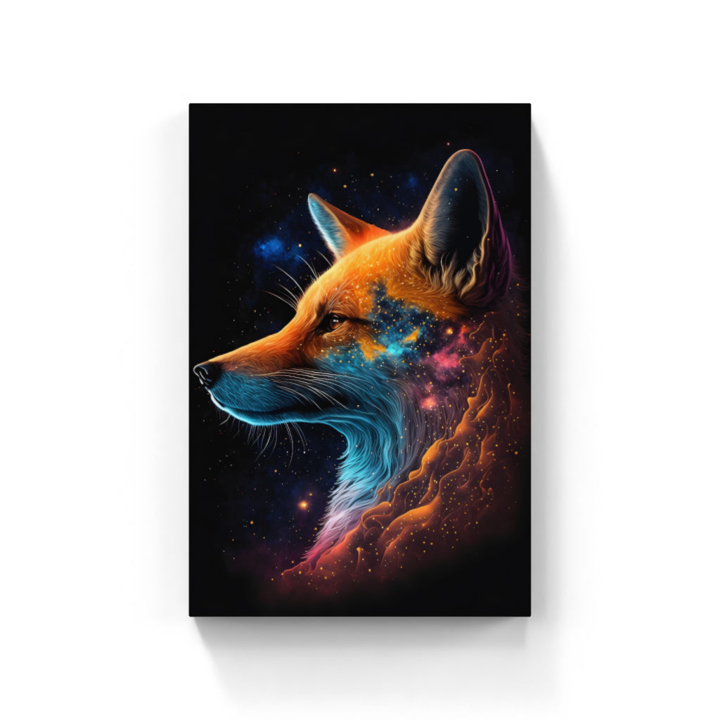 Neon Fox: Illuminated in the Shadow Wall Art